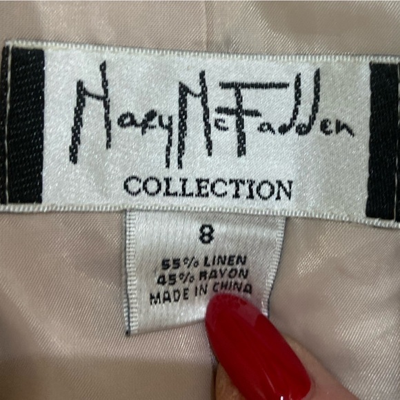 Vintage 1990’s mary McFadden linen blend beige lined 3 button blazer jacket sz 8 - Picture 11 of 12